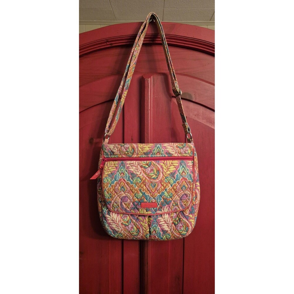 Vera Bradley Paisley In Paradise Large Hipster/Crossbody Shoulder Purse Zip EUC